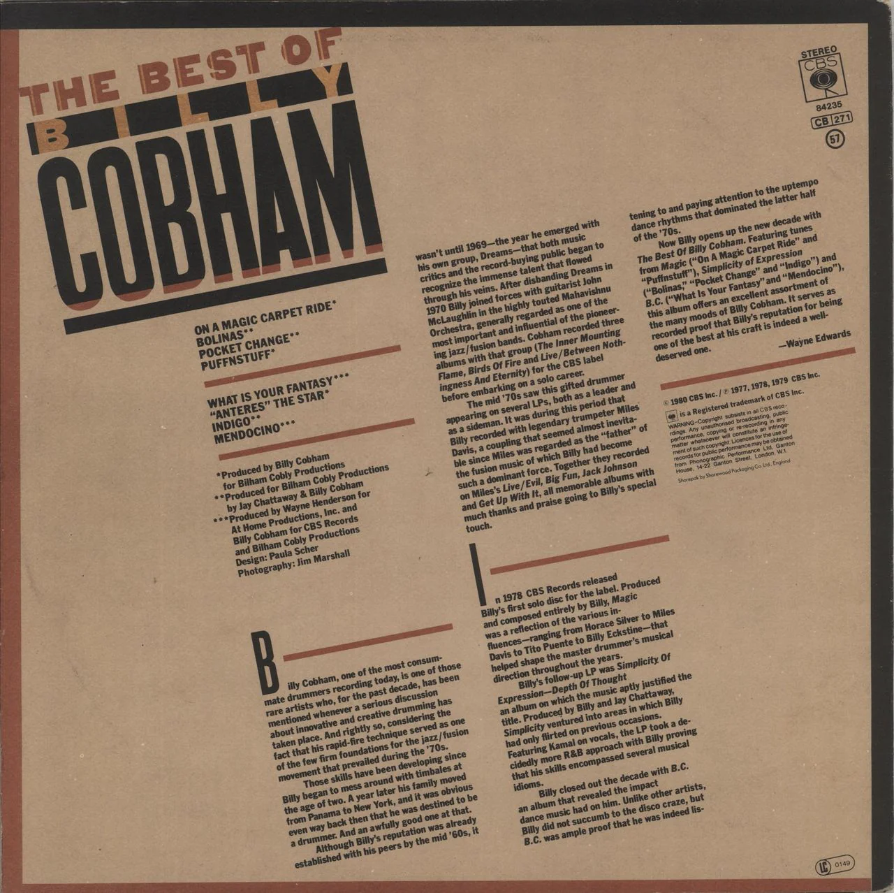 Billy Cobham The Best Of Billy Cobham UK Vinyl LP - Image 3