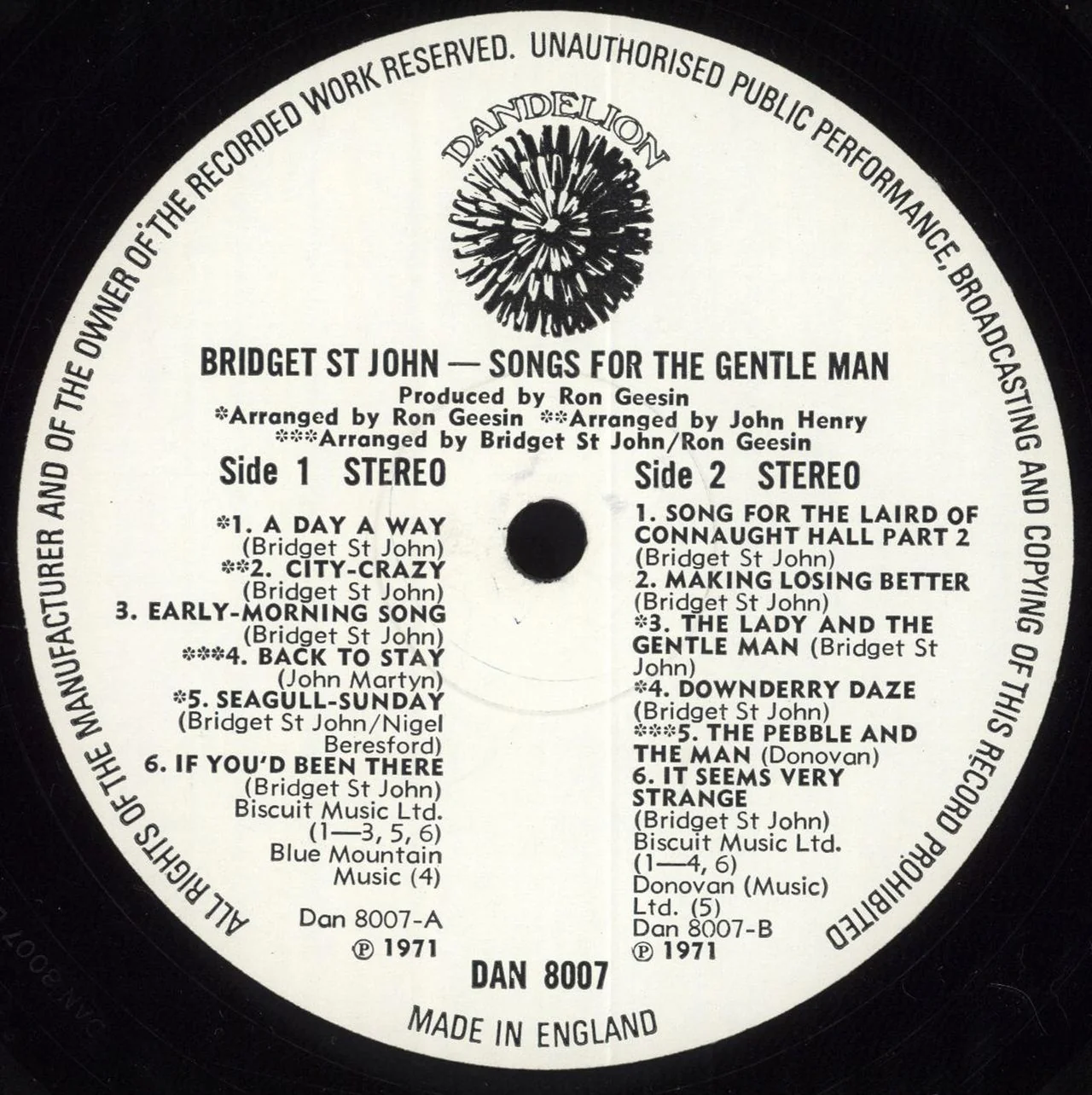 Bridget St John Songs For The Gentle Man UK Vinyl LP - Image 2