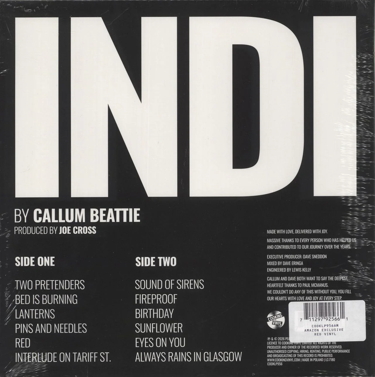 Callum Beattie Indi - Red Vinyl + Autographed UK Vinyl LP - Image 2