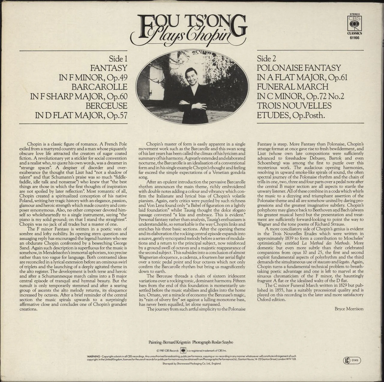Fou Ts'ong Fou Ts'ong Plays Chopin UK Vinyl LP - Image 2