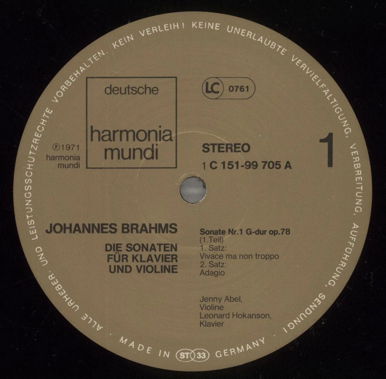 Johannes Brahms Drei Sonaten Für Klavier Und Violine / Allegro Aus F.A.E. German Vinyl LP - Image 2