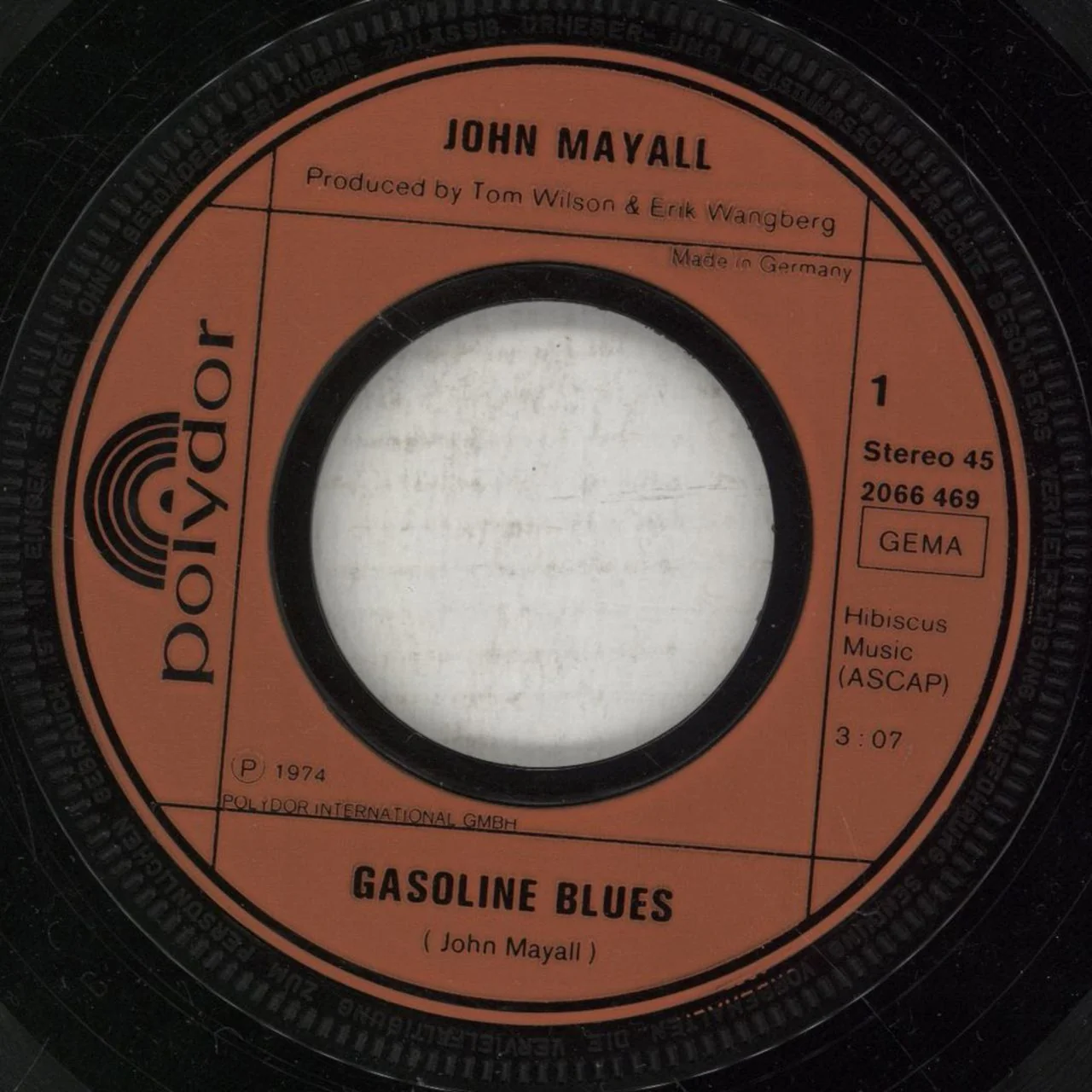 John Mayall Gasoline Blues German 7" vinyl - Image 2