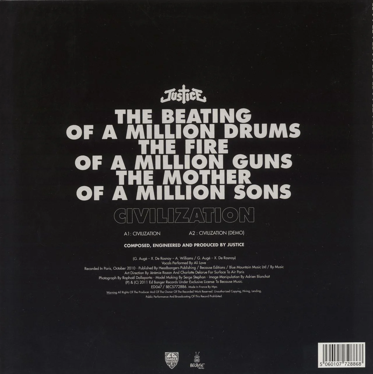 Justice Civilization French 12" vinyl - Image 3