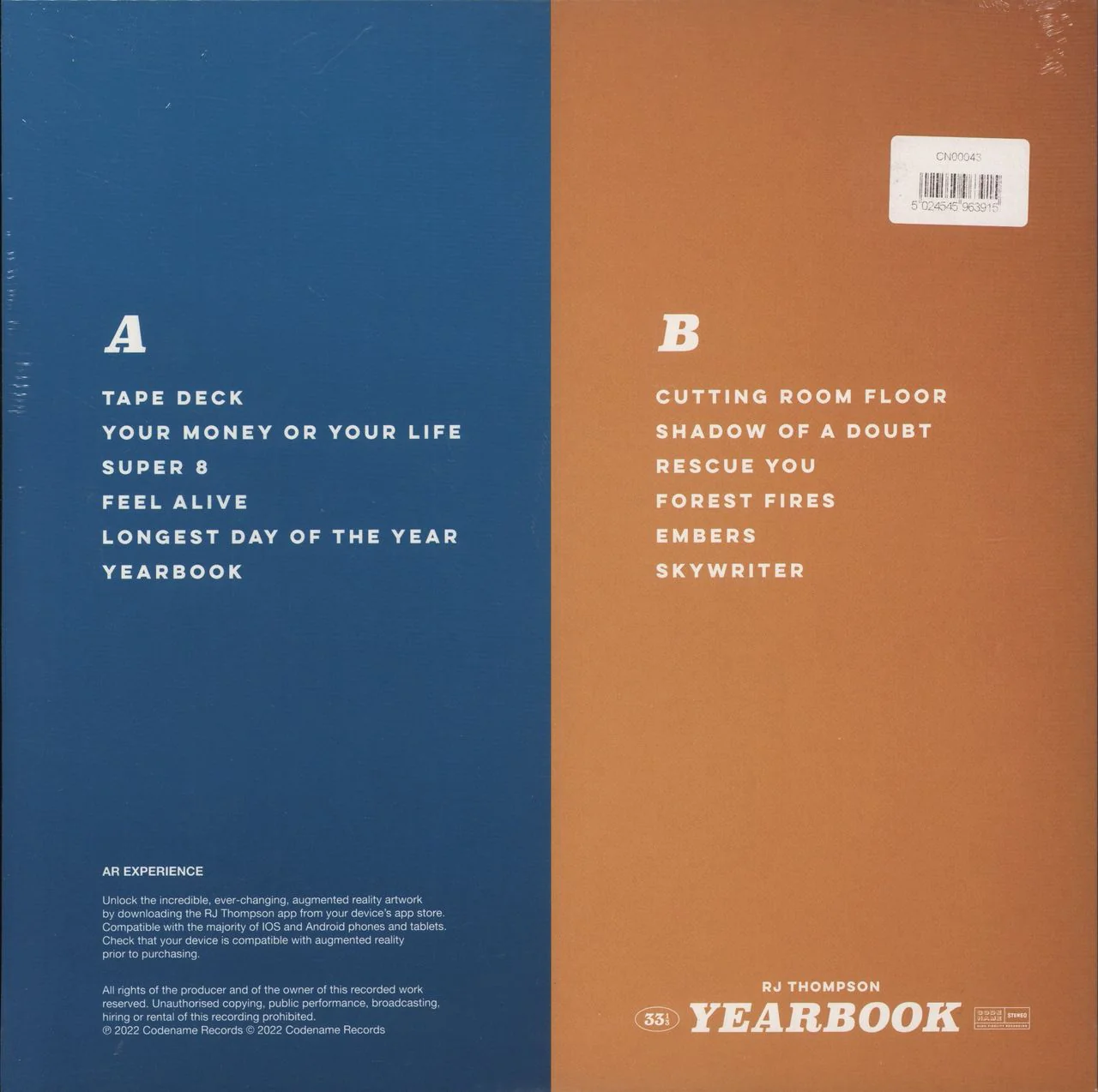 RJ Thompson Yearbook - Crystal Clear Vinyl - Sealed UK Vinyl LP - Image 2