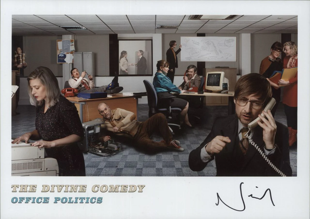 The Divine Comedy Office Politics - 180gm Blue & White Vinyl + Signed Print UK 2-LP vinyl set - Image 4