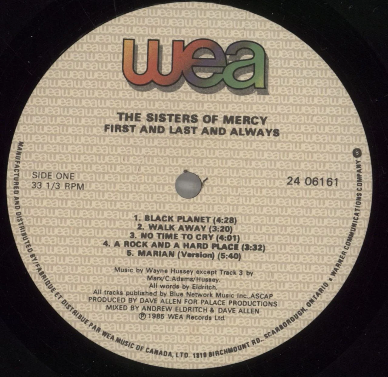 The Sisters Of Mercy First And Last And Always Canadian Vinyl LP - Image 2