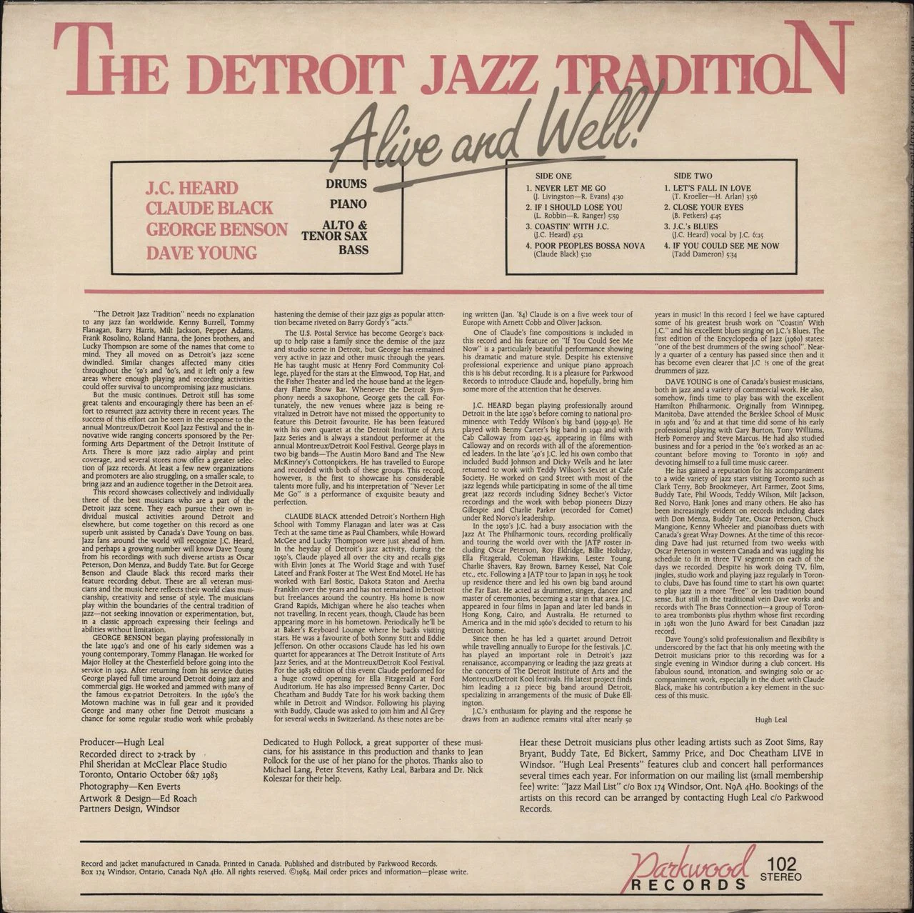 Various-Jazz The Detroit Jazz Tradition - Alive And Well! Canadian Vinyl LP - Image 3
